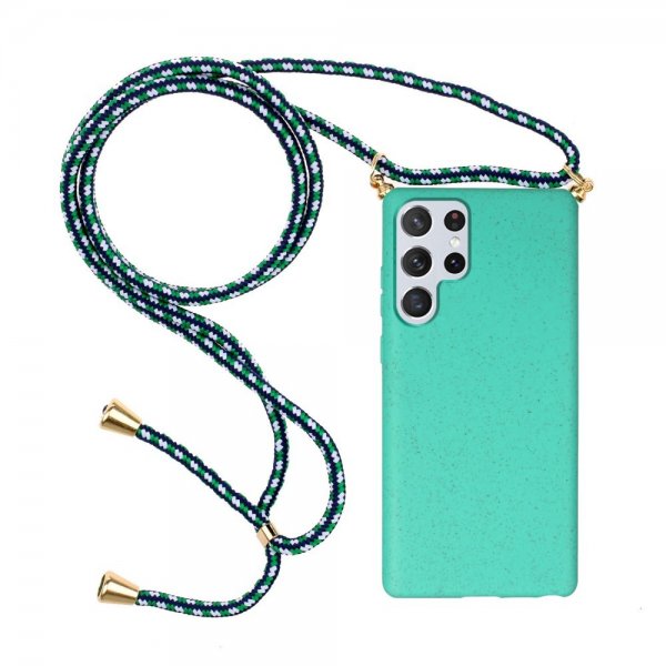 Samsung Galaxy S22 Ultra Deksel Hvetestrå Stropp Cyan