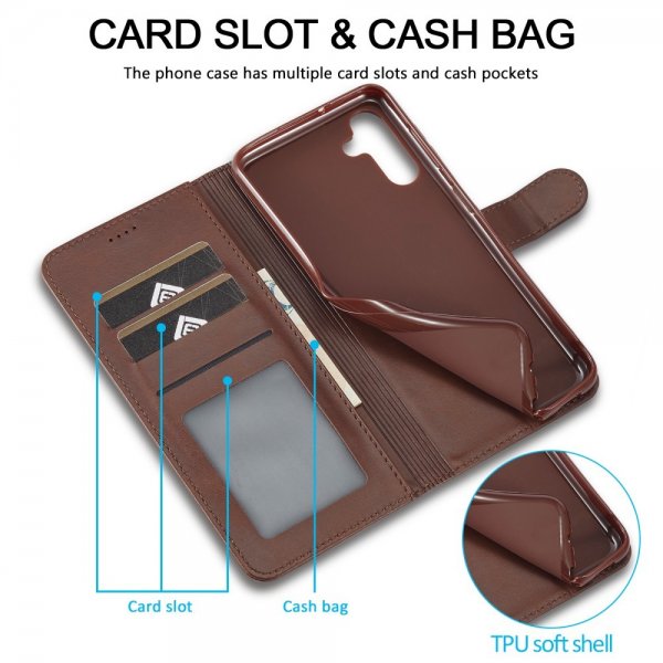 Lc.Imeeke Samsung Galaxy S23 FE Etui med Kortlomme stativfunksjon Brun