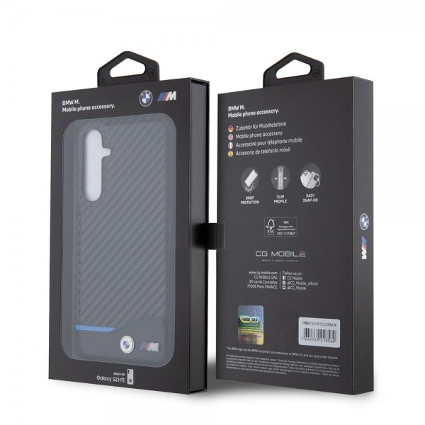 BMW Samsung Galaxy S23 FE Deksel Carbon Blue Line Svart