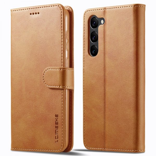 Lc.Imeeke Samsung Galaxy S23 Etui med Kortlomme stativfunksjon Brun