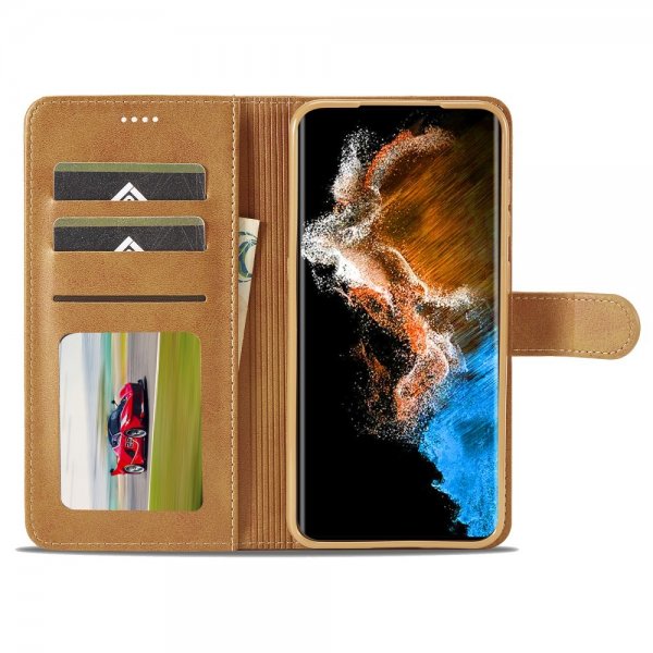 Lc.Imeeke Samsung Galaxy S23 Etui med Kortlomme stativfunksjon Brun