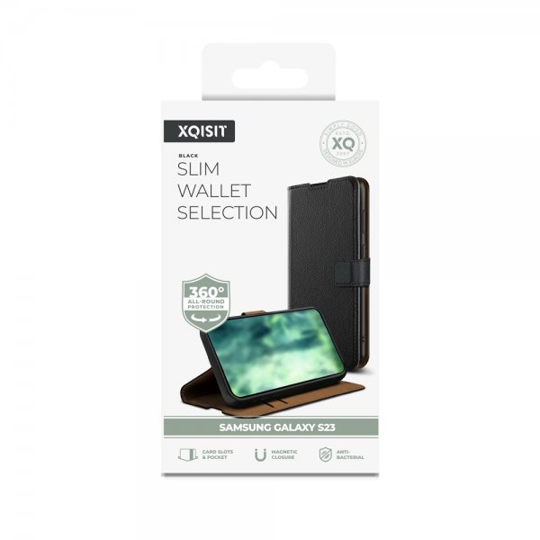 Xqisit Samsung Galaxy S23 Etui Slim Wallet Selection Svart