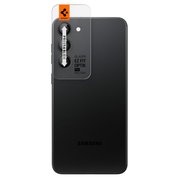 Spigen Samsung Galaxy S23/S23 Plus/S24 Kamerabeskytter GLAS.tR EZ Fit Optik Pro 2-pack Svart