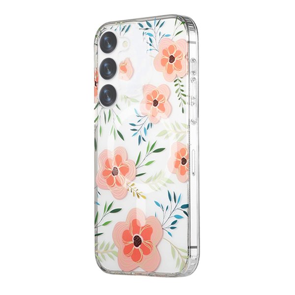 Samsung Galaxy S23 Deksel Blomstermønster MagSafe Rosa