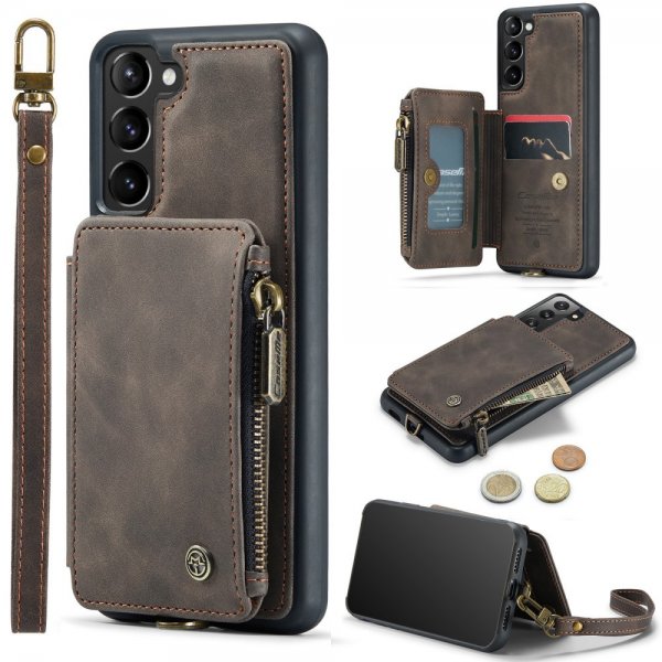 CaseMe Samsung Galaxy S23 Plus Deksel C20 Kortlomme Glidelås Kaffe