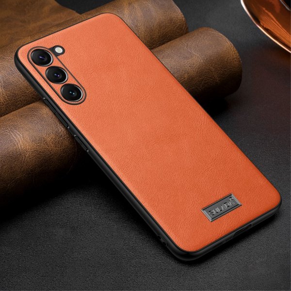 Sulada Samsung Galaxy S23 Plus Deksel Skinntekstur Oransje