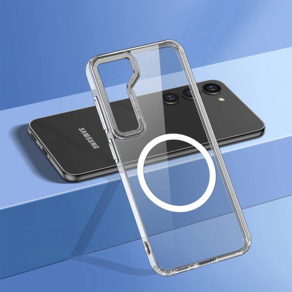 Samsung Galaxy S23 Plus Deksel Transparent MagSafe Sølv