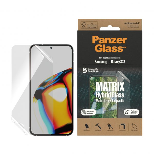 PanzerGlass Samsung Galaxy S23 Skjermbeskytter Matrix Hybrid Glass EasyAligner