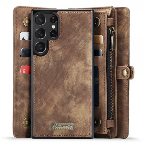CaseMe Samsung Galaxy S23 Ultra Etui 008 Series Avtakbart Deksel Brun