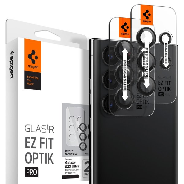 Spigen Samsung Galaxy S23 Ultra Kamerabeskytter GLAS.tR EZ Fit Optik Pro Svart 2-pack