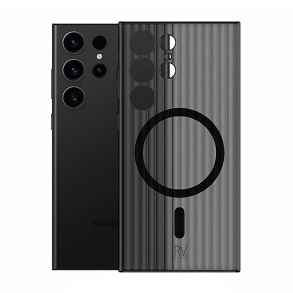 Rvelon Samsung Galaxy S23 Ultra Deksel Korrugerte MagSafe Svart