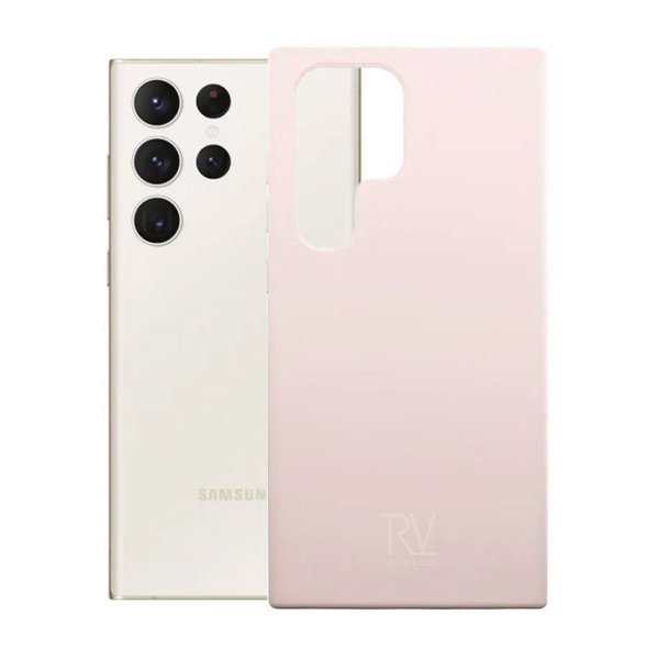 Rvelon Samsung Galaxy S23 Ultra Deksel Silikon Sandrosa