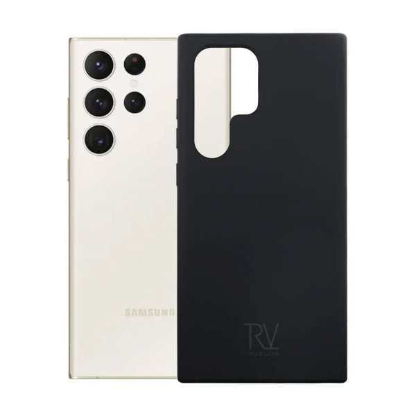 Rvelon Samsung Galaxy S23 Ultra Deksel Silikon Svart