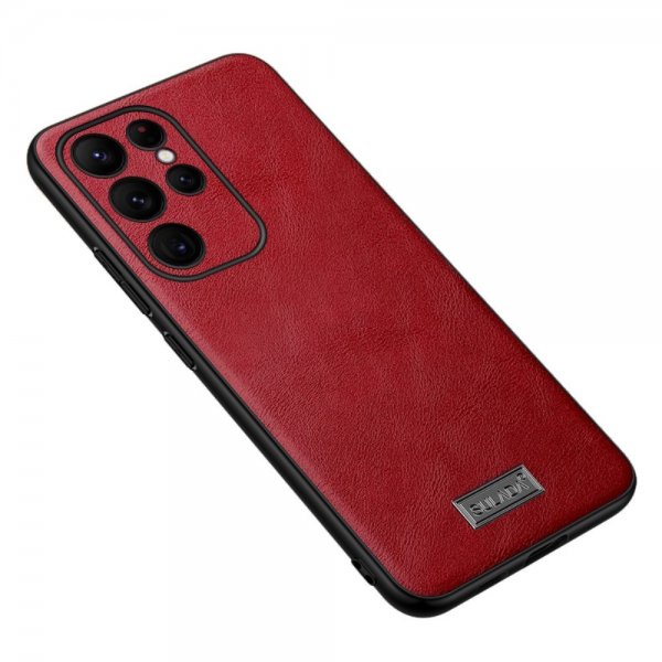Sulada Samsung Galaxy S23 Ultra Deksel Skinntekstur Rød