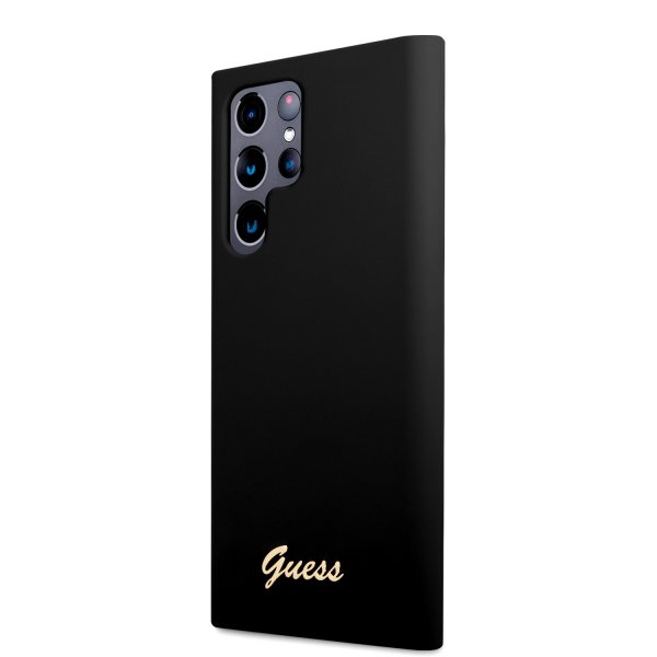 Guess Samsung Galaxy S23 Ultra Deksel Liquid Silicone Metal Logo Svart
