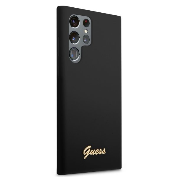 Guess Samsung Galaxy S23 Ultra Deksel Liquid Silicone Metal Logo Svart