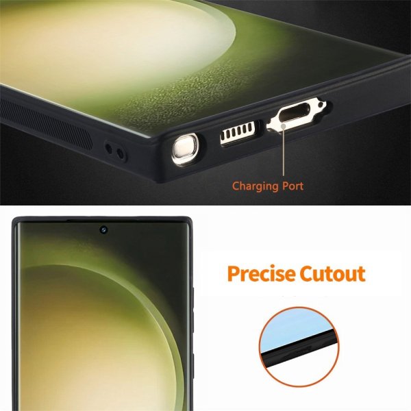 ENKAY Samsung Galaxy S23 Ultra Deksel med Skjermbeskytter Skinntekstur Blå