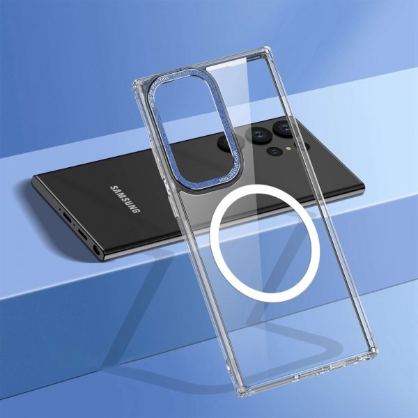 Samsung Galaxy S23 Ultra Deksel Transparent MagSafe Blå