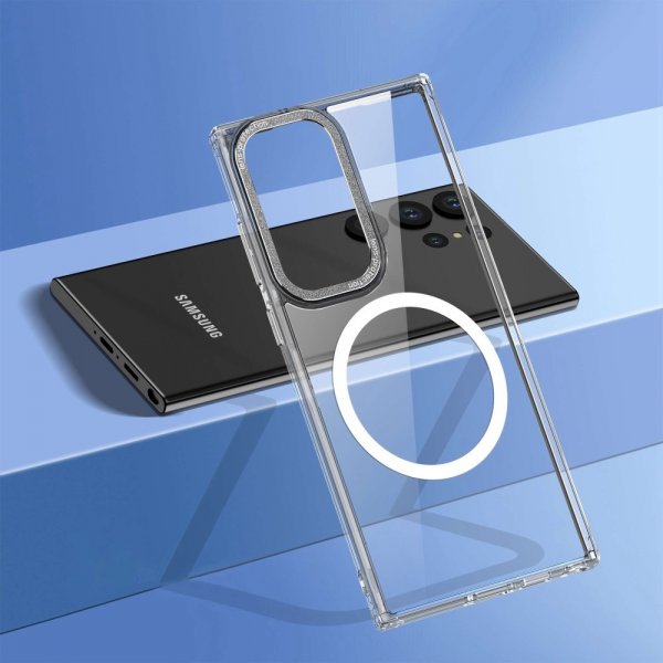 Samsung Galaxy S23 Ultra Deksel Transparent MagSafe Sølv