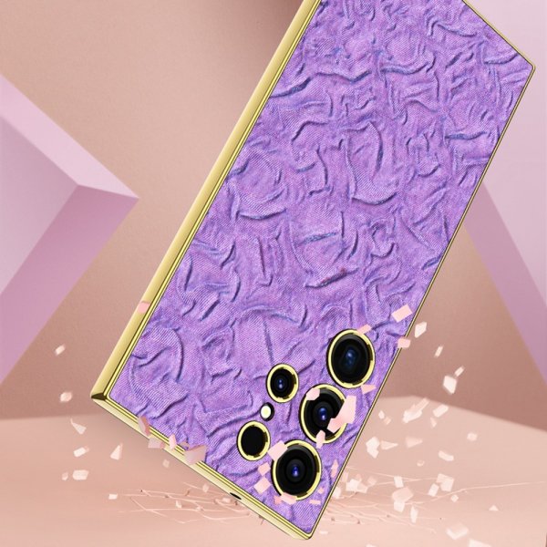 GKK Samsung Galaxy S23 Ultra Deksel Stoff Belagt Kant Lilla