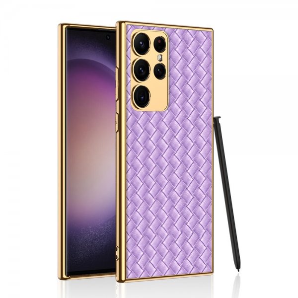 GKK Samsung Galaxy S23 Ultra Deksel Vevmønster Lilla
