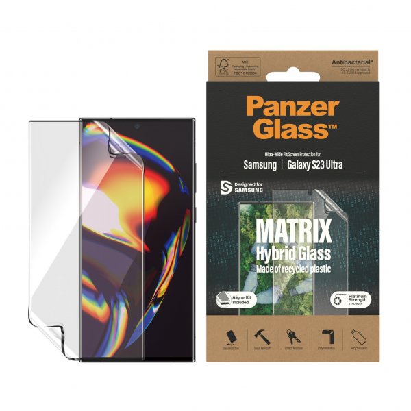 PanzerGlass Samsung Galaxy S23 Ultra Skjermbeskytter Matrix Hybrid Glass EasyAligner