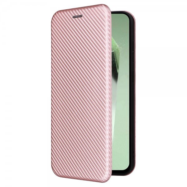 Samsung Galaxy S24 FE Etui Karbonfibertekstur Rosegull