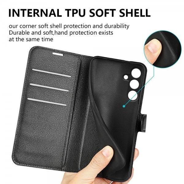 Samsung Galaxy S24 FE Etui Litchi Svart