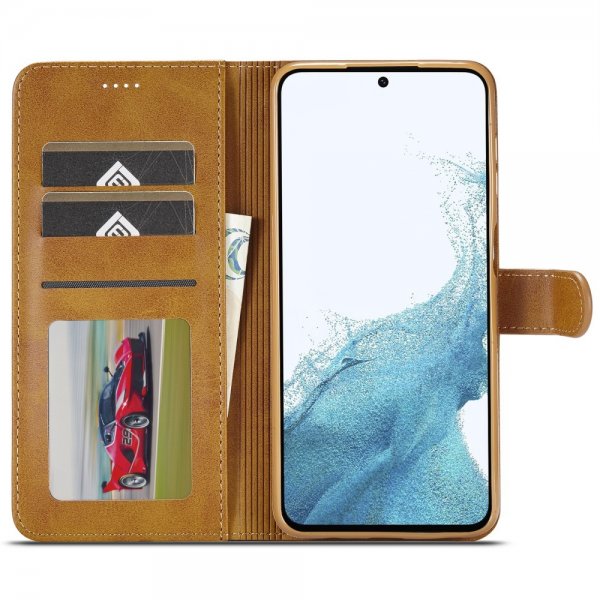 Lc.Imeeke Samsung Galaxy S24 FE Etui med Kortlomme stativfunksjon Lysebrun