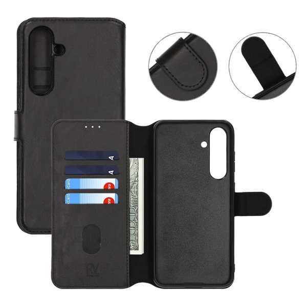 Rvelon Samsung Galaxy S24 FE Etui Detachable Wallet Case Svart