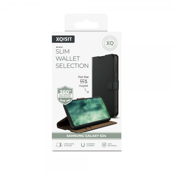 Xqisit Samsung Galaxy S24 Etui Slim Wallet Selection Svart