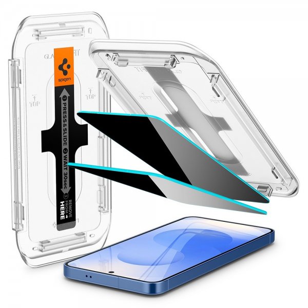 Spigen Samsung Galaxy S24/Galaxy S25 Skjermbeskytter GLAS.tR EZ Fit Privacy 2-pakning