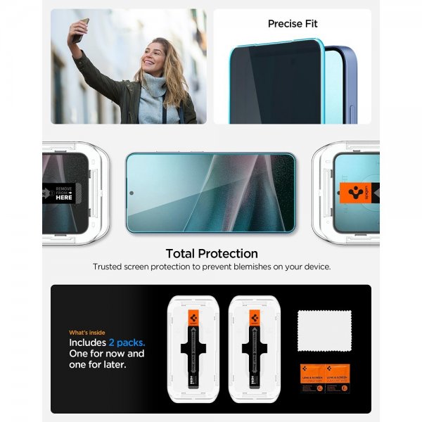 Spigen Samsung Galaxy S24 Plus/Galaxy S25 Plus Skjermbeskytter GLAS.tR EZ Fit Privacy 2-pakning