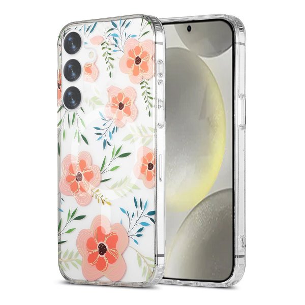 Samsung Galaxy S24 Plus Deksel Blomstermønster MagSafe Rosa