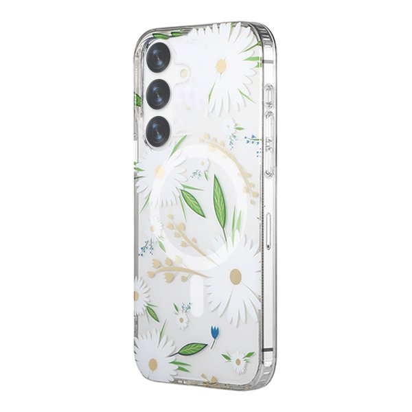 Samsung Galaxy S24 Plus Deksel Blomstermønster MagSafe Hvit