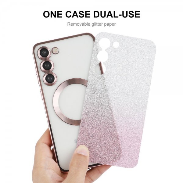 ENKAY Samsung Galaxy S24 Plus Deksel Belagt Kant Glitter MagSafe Gull