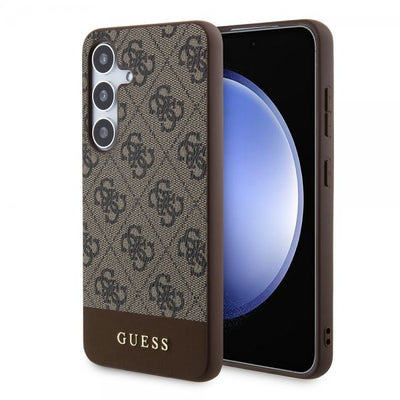 Guess Samsung Galaxy S24 Bottom Stripe Metal Logo Brun