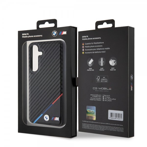 BMW Samsung Galaxy S24 Carbon Tricolor Stripe MagSafe Svart