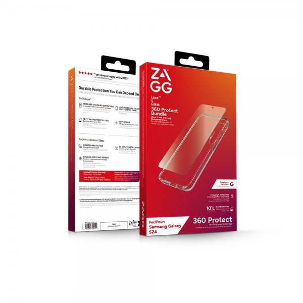 Zagg Samsung Galaxy S24 Deksel med Skjermbeskytter Luxe & Glass 360 Protect Bundle