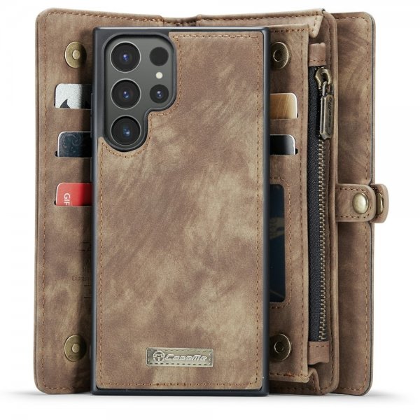 CaseMe Samsung Galaxy S24 Ultra Etui 008 Series Avtakbart Deksel Brun