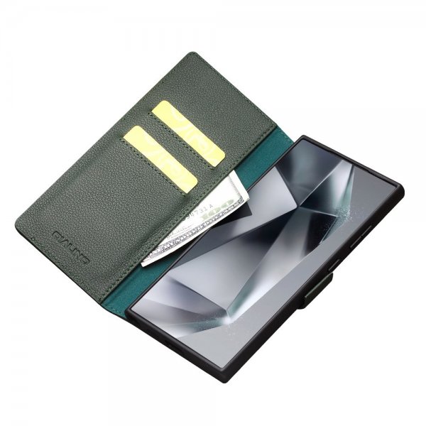 Qialino Samsung Galaxy S24 Ultra Etui Ekte Skinn Grønn