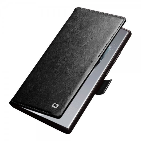 Qialino Samsung Galaxy S24 Ultra Etui Ekte skinn Kortlommer Svart