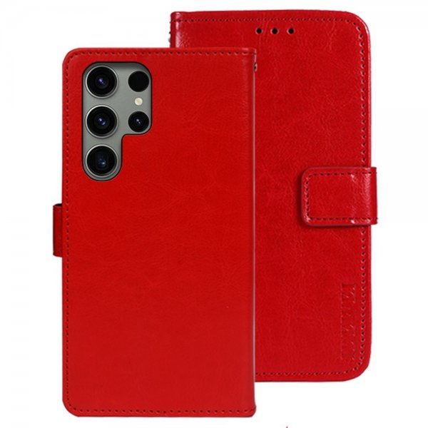 Samsung Galaxy S24 Ultra Etui Skinntekstur Rød