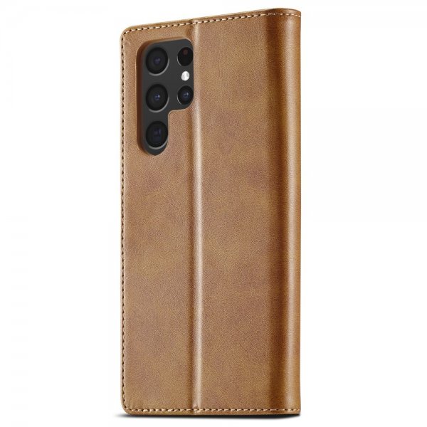 Lc.Imeeke Samsung Galaxy S24 Ultra Etui med Kortlomme stativfunksjon Lysebrun