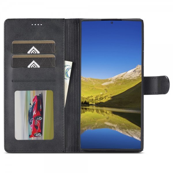 Lc.Imeeke Samsung Galaxy S24 Ultra Etui med Kortlomme stativfunksjon Svart