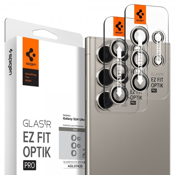 Spigen Samsung Galaxy S24 Ultra Kamerabeskytter GLAS.tR EZ Fit Optik Pro 2-pakning Grå