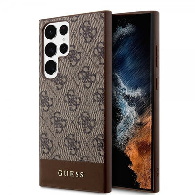 Guess Samsung Galaxy S24 Ultra Bottom Stripe Metal Logo Brun