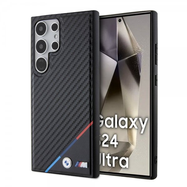 BMW Samsung Galaxy S24 Ultra Carbon Tricolor Stripe MagSafe Svart