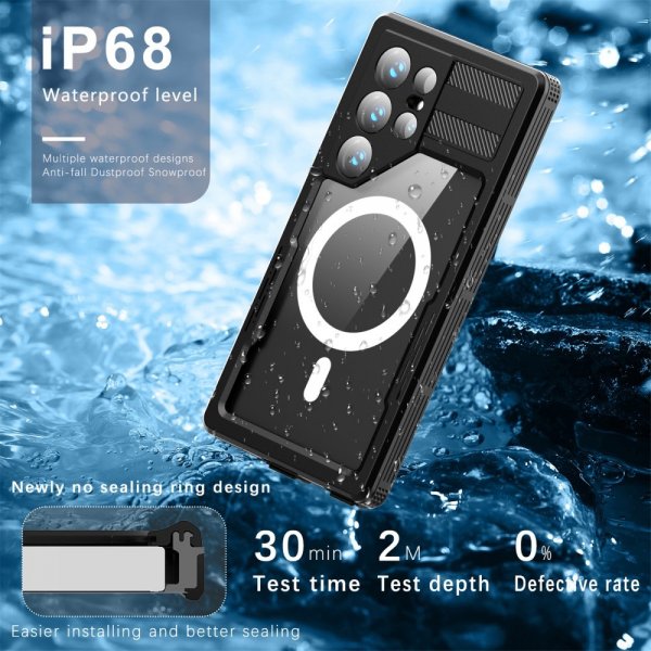 Redpepper Samsung Galaxy S24 Ultra Deksel Vanntett IP68 MagSafe Svart