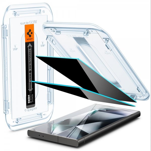 Spigen Samsung Galaxy S24 Ultra Skjermbeskytter GLAS.tR EZ Fit Privacy 2-pakning